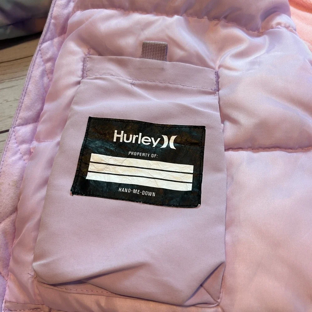 Hurley Snow Jacket Pockets Buttons Pink Tie Dye Youth Girls Size‎ Large 14/16
